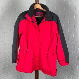Lands End Jacket Women‎ 10-12 Red Black Anorak Softshell Nylon